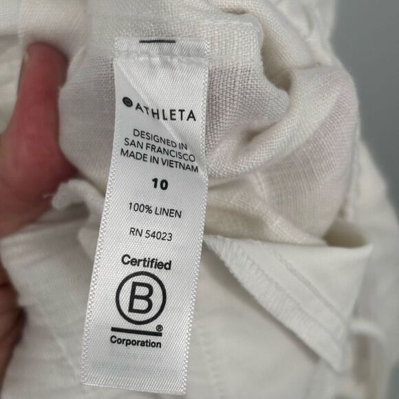 Athleta Cabo Linen Jogger Travel Pants In Calla Lilly Size 10 NWT - Picture 10 of 11